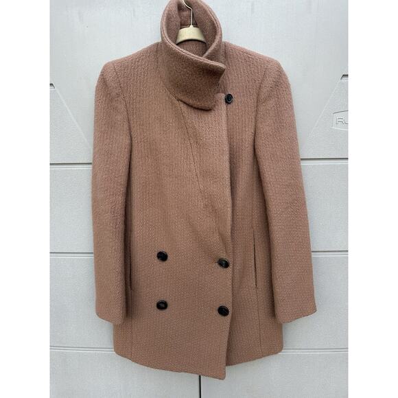 System Funnel Neck Suri Alpaca Wool Long Coat Women's $698 Sz S Camel Designer - Picture 7 of 16